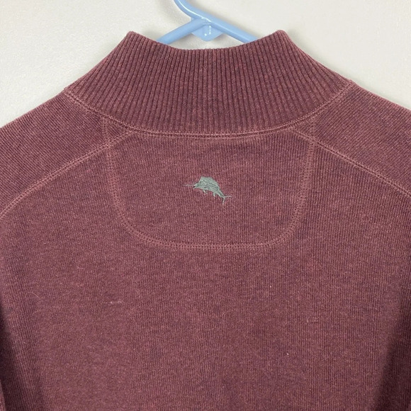 Tommy Bahama Flipshore Quarter Zip in maroon and gray - Picture 9 of 16
